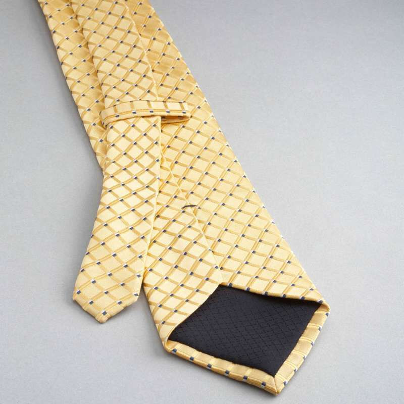 Checked Silk Tie, Yellow, large
