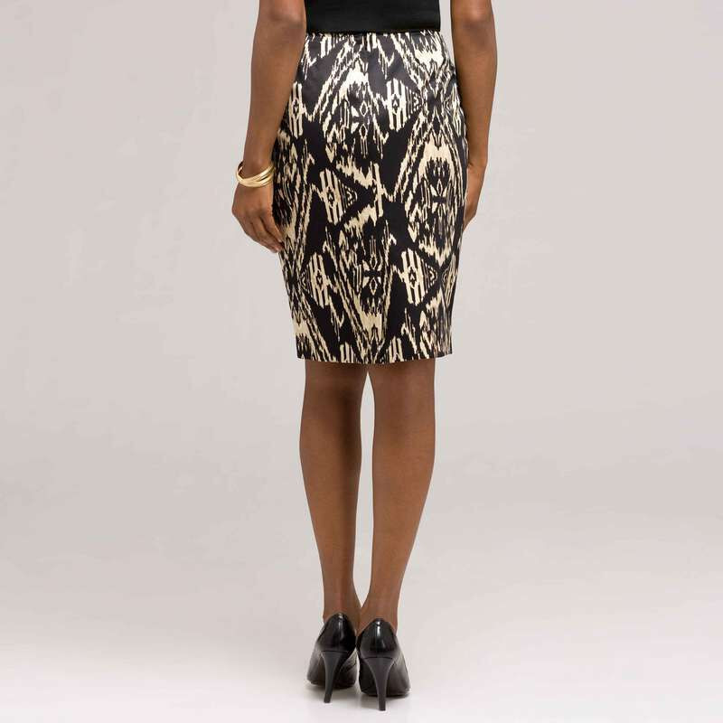 Tribal Inspired Slim Skirt, Black Multi, large
