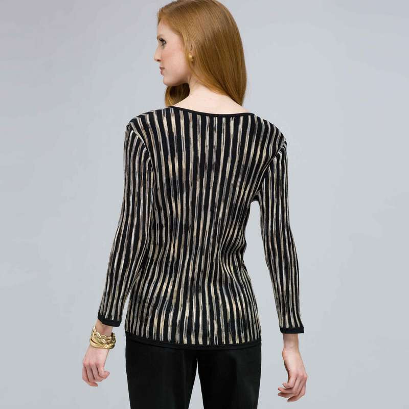 3/4 Sleeve Zip Cardigan., Black Multi, large