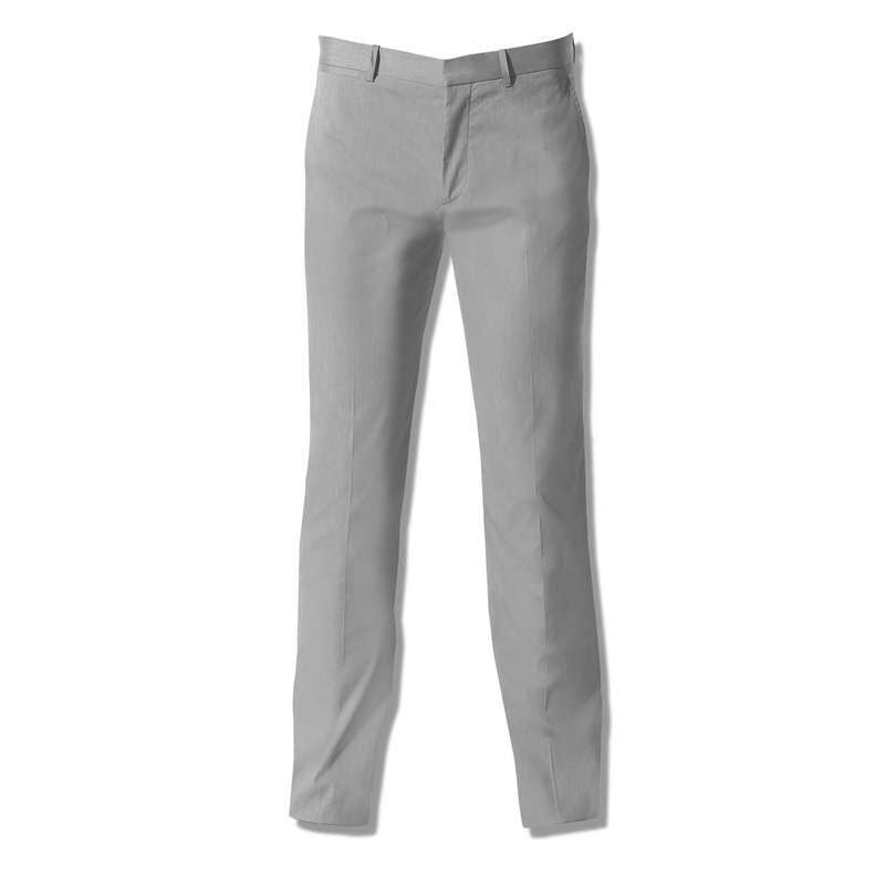 Straight Leg Trousers with Two Back Besom Pockets, Gray, large