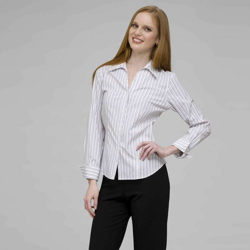 Platinum Red Stripes Easy Care Fitted Shirt, White, large