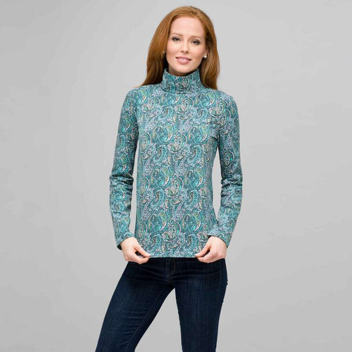 Paisley Turtleneck Top, Multi, large