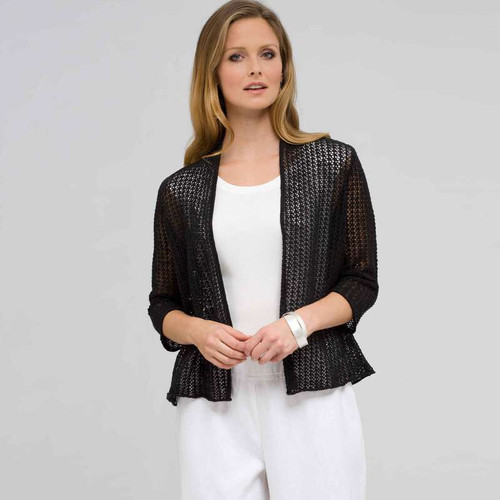Open Front Cardigan, Black, large