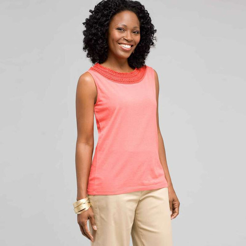Scoop Neck Knit, Coral Sun, large