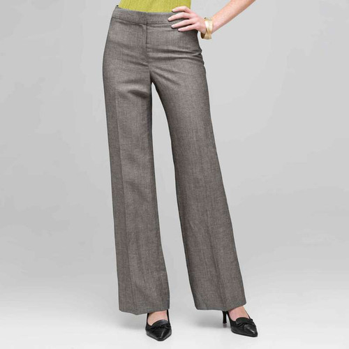 Washable Linen Classic Yoke Pant, Black & White, large