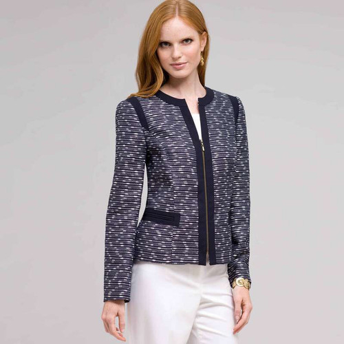 Textured Zip Front Jacket, Ink Multi, large