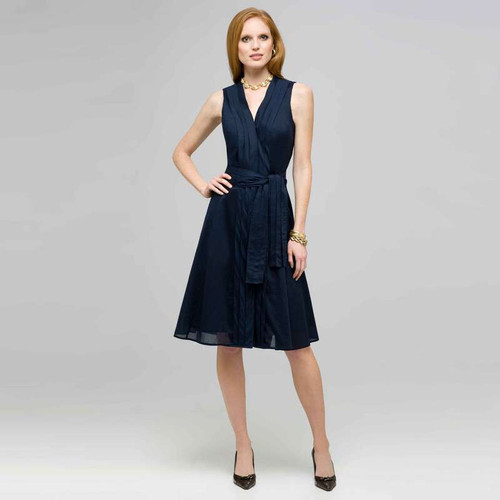 Pleated Dress With Front Sash., Admiral Navy, large