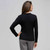 Long Sleeve Ruffle Front Trim Cardigan, Black, large