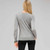 Ruffle Front V-Neck Cardigan, Grey Heather, large