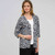 Open Front Ruffle Cardigan, Black & White, large