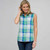 Sleeveless Button Down Shirt, Multi, large