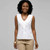 Ruffle Sleeveless Shirt, White, large