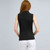 Zip Front Tank with Ruffles Blouse., Black, large
