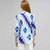 3/4 Sleeve Pleated Tunic, Tropical Blue Combo, large