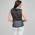 Polka Dot Ruffle Sleeveless Blouse, swiss navy & white, large