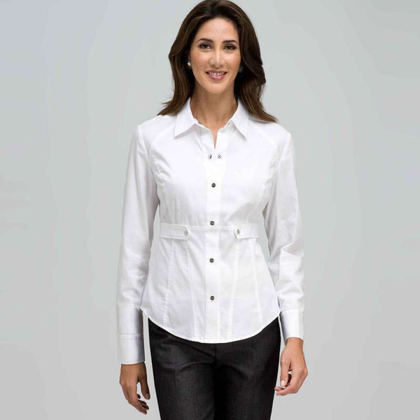 Fitted Seamed Shirt, White, large