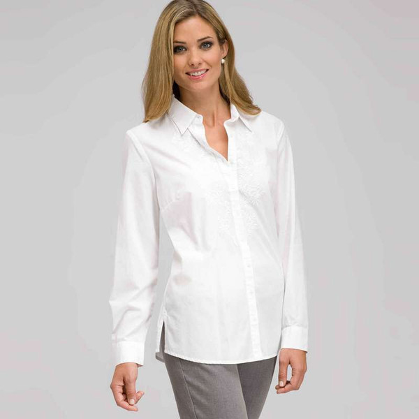 Button Down Tunic, White, large