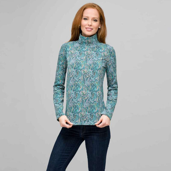 Paisley Turtleneck Top, Multi, large