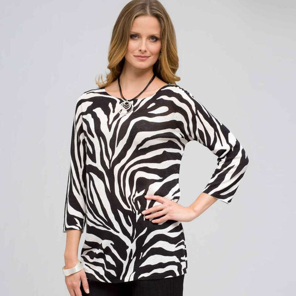 Animal Print Tunic, Black & Sugar, large