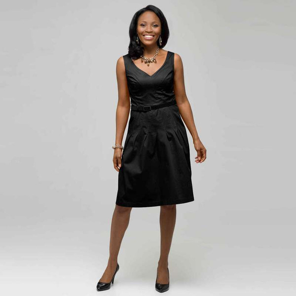 Belted Fit and Flare., Black, large