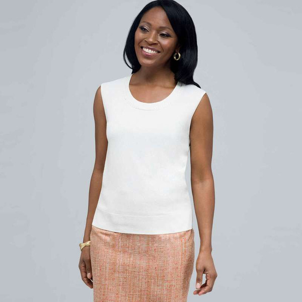 Scoop Neck Shell., Ivory, large