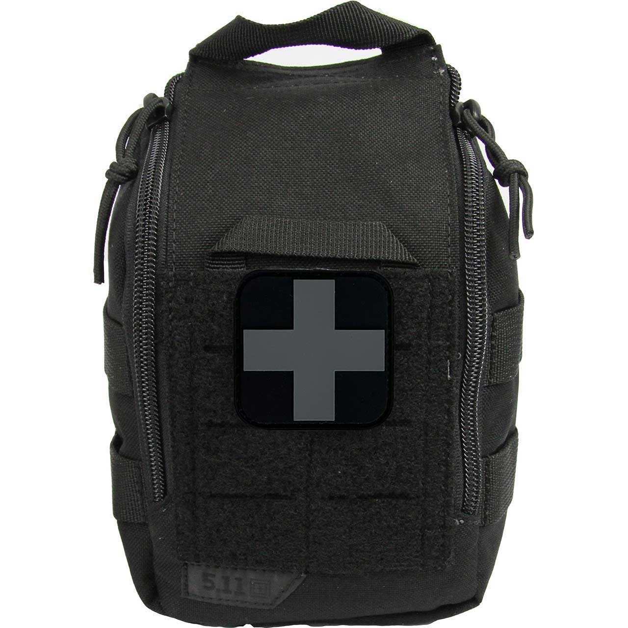 Rescue Essentials PVC Cross Patch, Velcro-Backed - Gray on Black