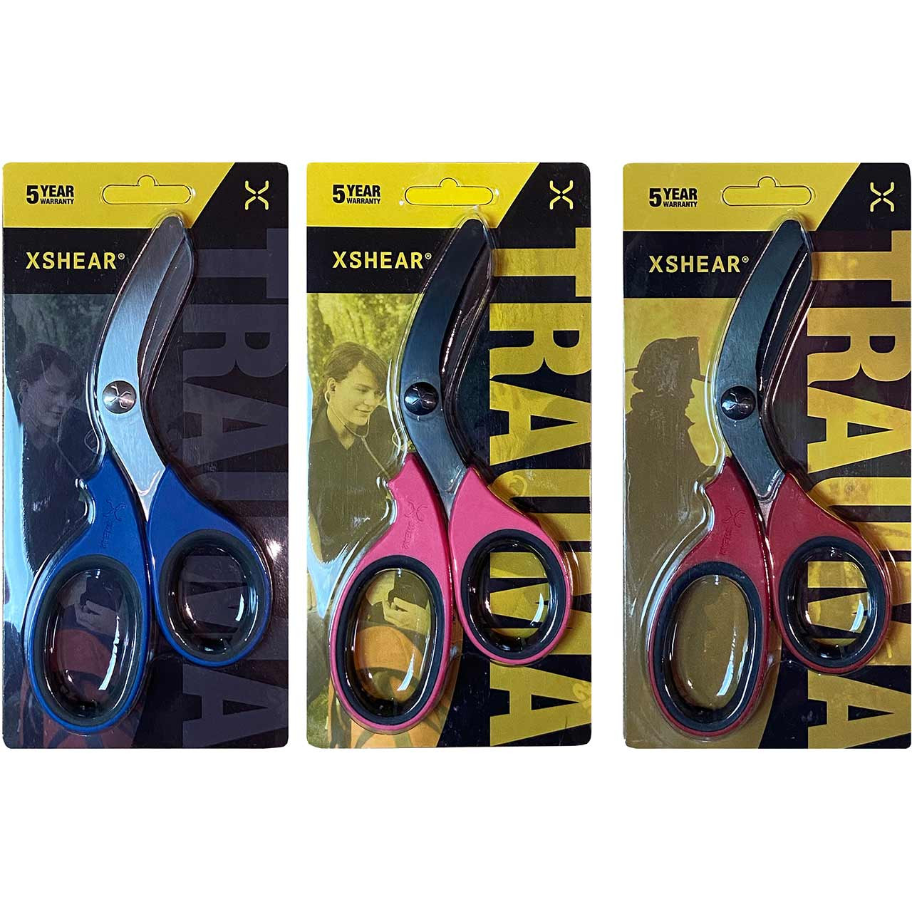 XShear 7.5” Heavy Duty Trauma Shears. All Black Handles - Black Titanium Coated Stainless Steel Blades - for The Professional Emergency Provider