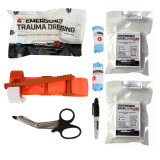 Bleeding Control Public Access kit by rescue essentials showing kit contents laid out, single kit
