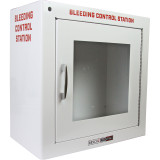 Bleeding Control Station by rescue essentials showing metal box, empty