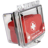 Wall Mount Cabinet for Bleeding Control Kits shown with Stop the Bleed kit side quarter view