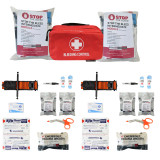 Stop The Bleed - Dual Treatment Intermediate Kit components with SOF tourniquet