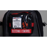 MED Module, example in use with medical components and BLEEDING CONTROL name tape on backpack