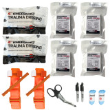Bleeding Control Public Access kit by rescue essentials showing kit contents laid out, double kit