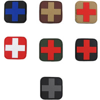 Red Medical Cross Alert Symbol Patch Five Sizes Hook Fastener Backing  Option 