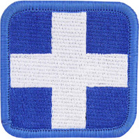 Embroidered Cross Patch, Blue and White