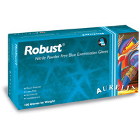  Aurelia Robust - Soft Nitrile Blue Exam Glove, Front of box view.