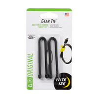 Gear Tie Reusable Rubber Twist Tie 6 in, Black - 2pack (front)