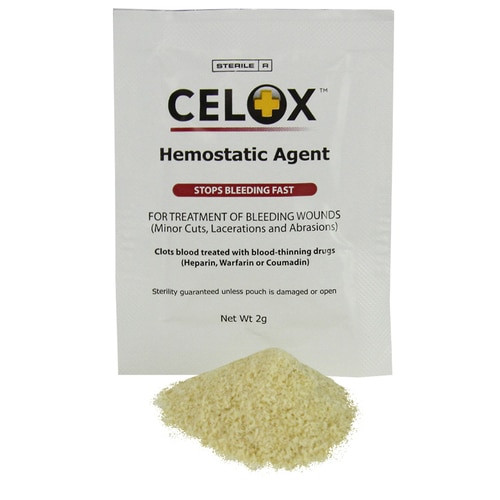 Celox 2 Grams showing packaging and powder