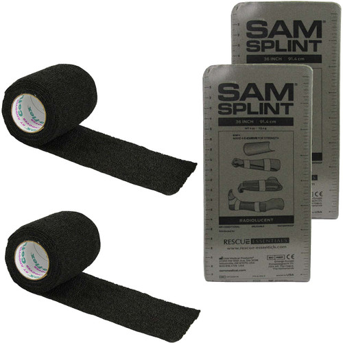 SAM® Splint Combo Pack (2 Gray 36" Flat SAM Splints & 2 Black Cohesive Wrap)