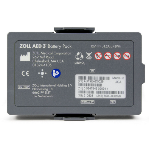 ZOLL AED 3 Non-Rechargeable Lithium Battery, front