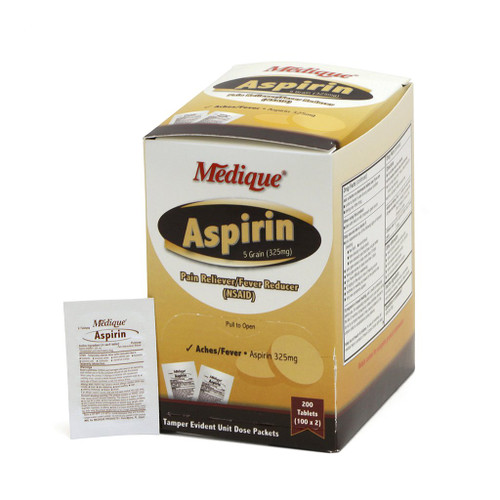 Aspirin Tablets, 2 per package (325 mg) - Box of 100