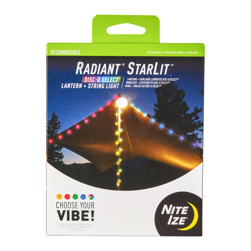 Radiant® StarLit™ Rechargeable Lantern + String Light, front packaged