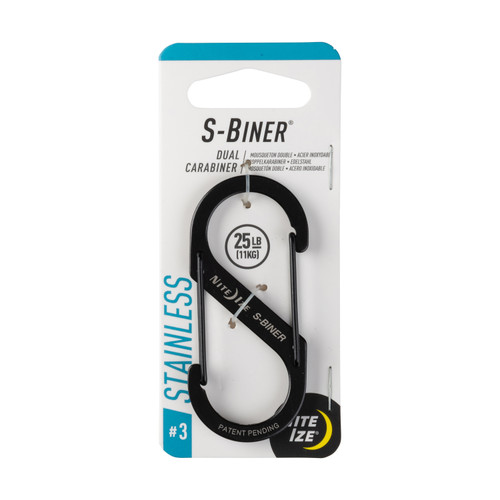 S-Biner® Stainless Steel Dual Carabiner #3, In packaging - front