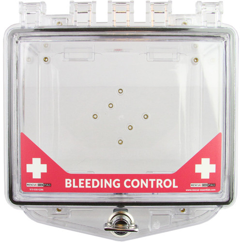 Wall Mount Cabinet for Bleeding Control Kits shown empty