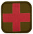 Embroidered Medic Cross Patch, brown and red