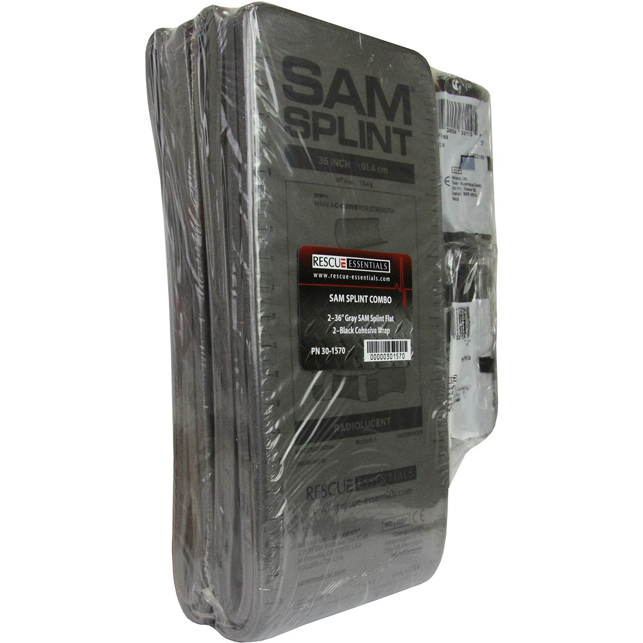 SAM Splint Combo Pack, Gray with Black Wrap