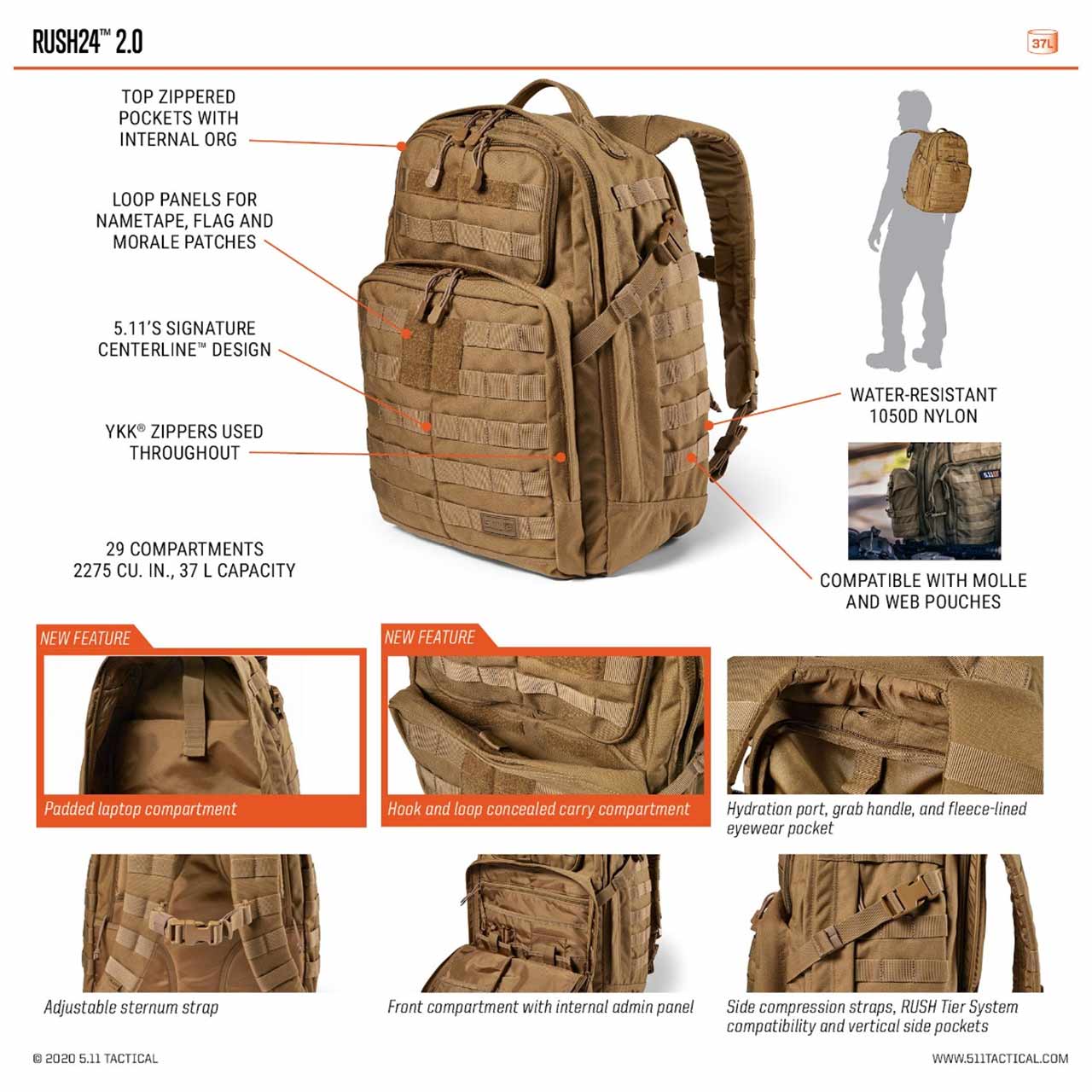 個人装備 5.11 tactical RUSH 24 Limited Edition - RUSH® 24 2.0 Waxed Backpack 37L