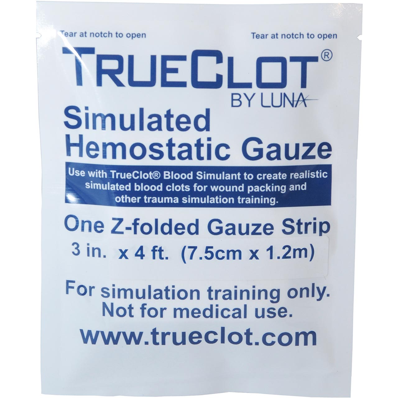 Simulated Hemostatic Gauze, 4 ft, Z-Folded