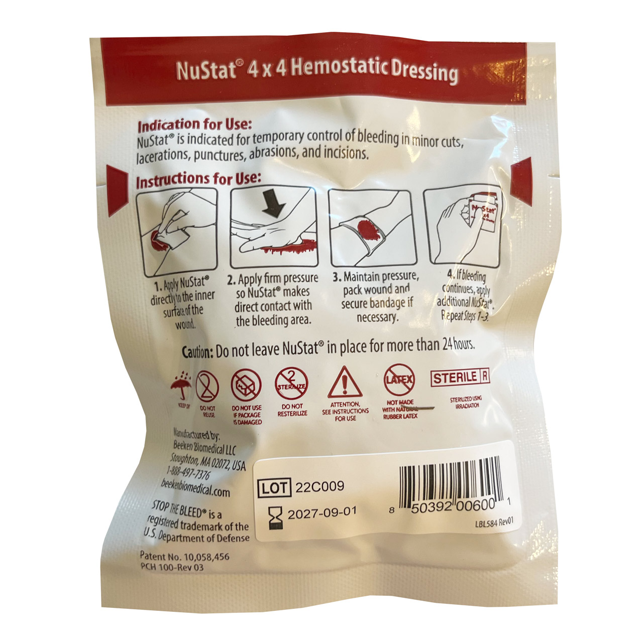 NuStat 4x4 Hemostatic Dressing, Single