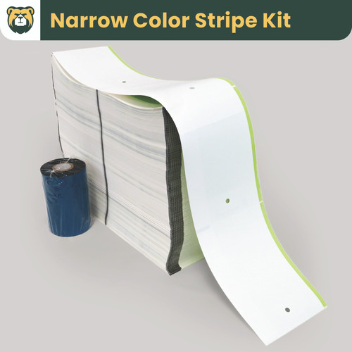 Grizzly Narrow Rebar Color Stripe Tag Kits, 4.5 in W x 6.5 in L, Matte TT White Film, Fanfold, Black Mark Sensor, 2450 Tags/Stack, 1 Stack/Case, 1 Case (2450 Tags)